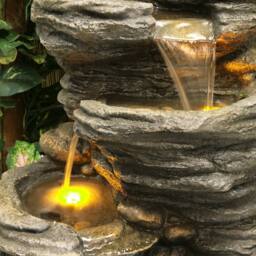 Primrose 4 Tier Rock Pool Cascading Water Feature Lights Indoor Outdoor H100cm in Stone - thumbnail 2