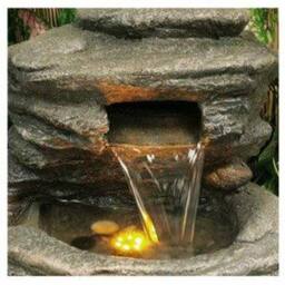Primrose 4 Tier Rock Pool Cascading Water Feature Lights Indoor Outdoor H100cm in Stone - thumbnail 6