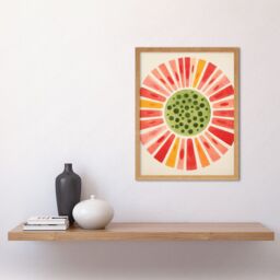 "Artery8 Wall Art Print Abstract Watermelon Kitchen Artwork Bright Colourful Pastel Pigments Art Framed in Light Oak - Size: W12"" x H16""" - thumbnail 2