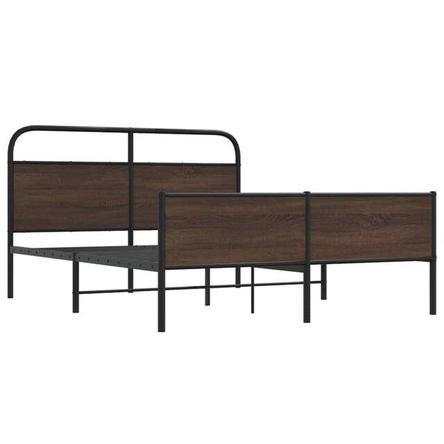 Berkfield Home Metal Bed Frame without Mattress Brown Oak 160x200 cm - image 1