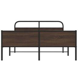Berkfield Home Metal Bed Frame without Mattress Brown Oak 160x200 cm - thumbnail 5