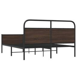 Berkfield Home Metal Bed Frame without Mattress Brown Oak 160x200 cm - thumbnail 7