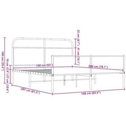 Berkfield Home Metal Bed Frame without Mattress Brown Oak 160x200 cm - thumbnail 9