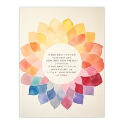 "Artery8 Wall Art Print Past Present Future Buddhist Mindfulness Quote Mandala Poster in Orange - Size: W24"" x H32""" - thumbnail 1