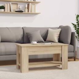 Berkfield Home Modern Coffee Table Sonoma Oak 101x49x52 cm Engineered Wood in Light Tan - Size: 101 x 49 x 52 cm - thumbnail 8
