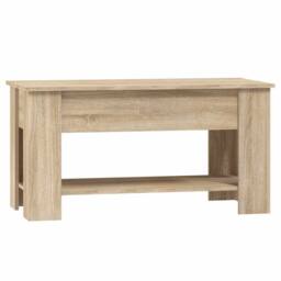 Berkfield Home Modern Coffee Table Sonoma Oak 101x49x52 cm Engineered Wood in Light Tan - Size: 101 x 49 x 52 cm - thumbnail 1
