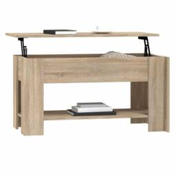 Berkfield Home Modern Coffee Table Sonoma Oak 101x49x52 cm Engineered Wood in Light Tan - Size: 101 x 49 x 52 cm - thumbnail 7
