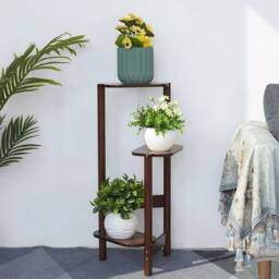 NESTLUNE Brown 3 Tier Bamboo Plant Stand Corner Plant - Size: 100 cm x 15 cm - thumbnail 5