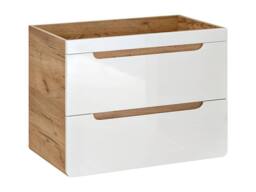Vente-unique Wall-Hung Bathroom Unit With Inset Basin & Tall Unit - Natural and in Light Oak - thumbnail 7