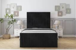 "Comfort Beds The Foxy Naples Bed Frame - 50"" Upholstered Headboard in Black - Size: Single" - thumbnail 2