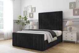 "Comfort Beds The Foxy Naples Bed Frame - 50"" Upholstered Headboard in Black - Size: Single" - thumbnail 1