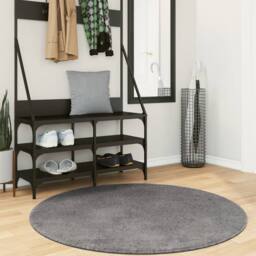 Berkfield Home Rug Short Pile Soft & Washable Anthracite Ã˜ 120 cm in Charcoal - Size: 100 cm diameter - thumbnail 2