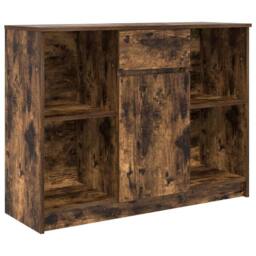 Berkfield Home Sideboard with Drawer Smoked Oak 101x35x76 cm Engineered Wood in Brown - Size: 101 x 35 x 76 cm - thumbnail 1