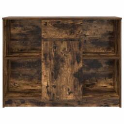 Berkfield Home Sideboard with Drawer Smoked Oak 101x35x76 cm Engineered Wood in Brown - Size: 101 x 35 x 76 cm - thumbnail 6