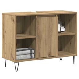 Berkfield Home Give Bathroom Vanity Unit Artisan Oak Engineered Wood Medium in Brown - thumbnail 1