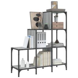 Berkfield Home Durable Bookcase Grey Sonoma 92x30x102 cm Engineered Wood & Metal - Size: 92 x 30 x 102 cm - thumbnail 4