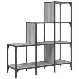 Berkfield Home Durable Bookcase Grey Sonoma 92x30x102 cm Engineered Wood & Metal - Size: 92 x 30 x 102 cm - thumbnail 3