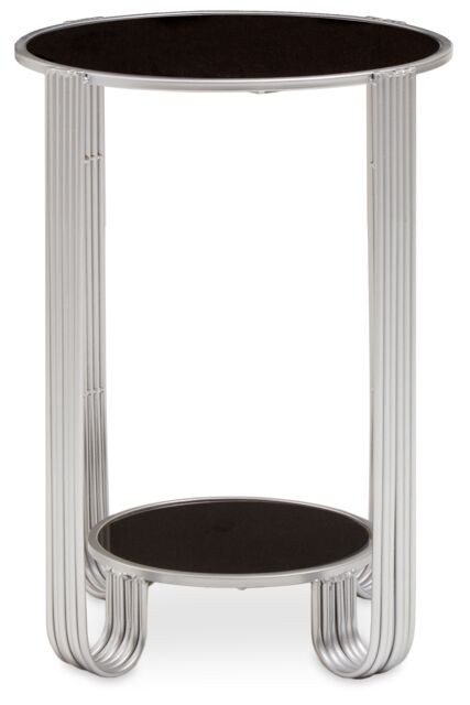 Orsina Jolie Round Mirror End Table in Silver - image 1