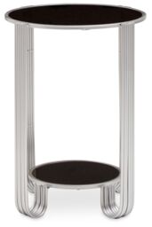 Orsina Jolie Round Mirror End Table in Silver - thumbnail 1