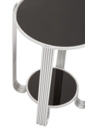 Orsina Jolie Round Mirror End Table in Silver - thumbnail 3