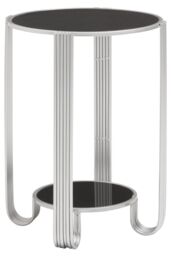 Orsina Jolie Round Mirror End Table in Silver - thumbnail 2