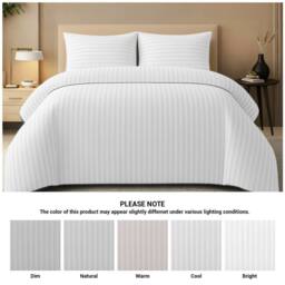 Pamposh Satin Stripes Duvet Cover Set Reversible Bedding Sets in White - Size: Super King - thumbnail 5