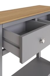 FWStyle Oak 2 Drawer Console Table Dove Grey Large Oak Top Painted Finish - thumbnail 4