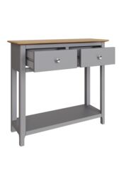 FWStyle Oak 2 Drawer Console Table Dove Grey Large Oak Top Painted Finish - thumbnail 3
