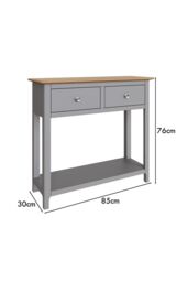 FWStyle Oak 2 Drawer Console Table Dove Grey Large Oak Top Painted Finish - thumbnail 5