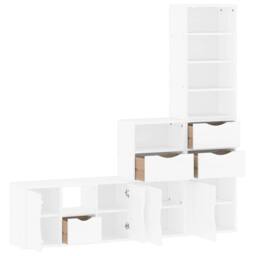 Berkfield Home 4 Piece TV Units with Storage ODDA White Solid Wood Pine - thumbnail 5