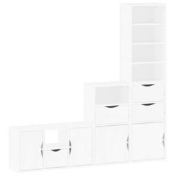 Berkfield Home 4 Piece TV Units with Storage ODDA White Solid Wood Pine - thumbnail 1