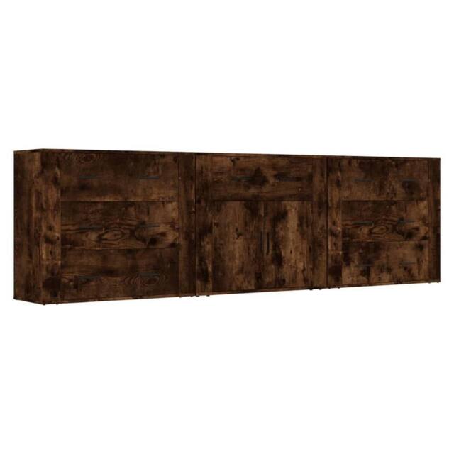 Berkfield Home Sideboards 3 pcs Smoked Oak Engineered Wood in Brown