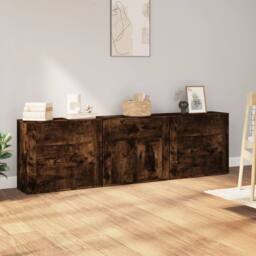 Berkfield Home Sideboards 3 pcs Smoked Oak Engineered Wood in Brown - thumbnail 2