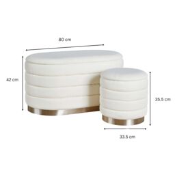 Home Source Set 2 Storage Ottoman Boucle Teddy Fur Footstool Bedroom Bench Storage in White - Size: 2 Pack - thumbnail 4