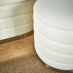Home Source Set 2 Storage Ottoman Boucle Teddy Fur Footstool Bedroom Bench Storage in White - Size: 2 Pack - thumbnail 8