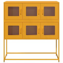 Berkfield Home Sideboard Mustard Yellow 100.5x39x107 cm Cold-rolled Steel - thumbnail 5