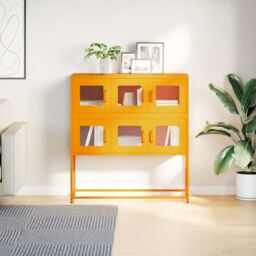 Berkfield Home Sideboard Mustard Yellow 100.5x39x107 cm Cold-rolled Steel - thumbnail 4