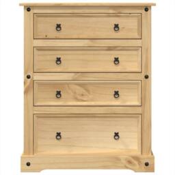Berkfield Home Beautiful Chest of Drawers Corona 92x48x120 cm Solid Wood Pine in Light Brown - Size: 92 x 48 x 120 cm - thumbnail 4