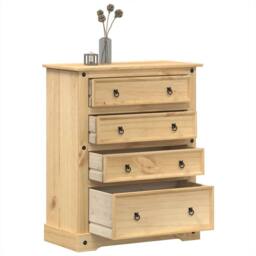 Berkfield Home Beautiful Chest of Drawers Corona 92x48x120 cm Solid Wood Pine in Light Brown - Size: 92 x 48 x 120 cm - thumbnail 2