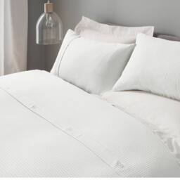 Smart Living Super Soft Classy Waffle Super Soft Duvet Cover With Pillowcases in White - Size: Single - thumbnail 2