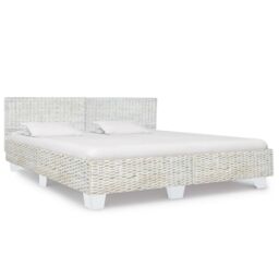 Berkfield Home Bed Frame Grey Natural Rattan 180x200 cm Super King