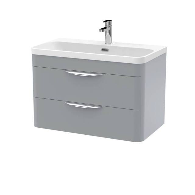 Balterley Aldershawe 2 Drawer, Thin Edge Ceramic Basin, 800mm, Grey, Wall Hung in Grey - image 1