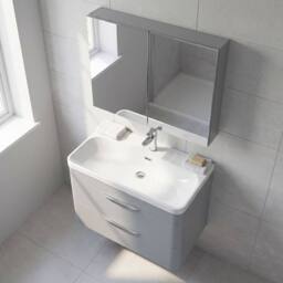 Balterley Aldershawe 2 Drawer, Thin Edge Ceramic Basin, 800mm, Grey, Wall Hung in Grey - thumbnail 3