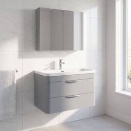 Balterley Aldershawe 2 Drawer, Thin Edge Ceramic Basin, 800mm, Grey, Wall Hung in Grey - thumbnail 4