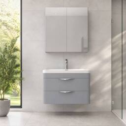 Balterley Aldershawe 2 Drawer, Thin Edge Ceramic Basin, 800mm, Grey, Wall Hung in Grey - thumbnail 6
