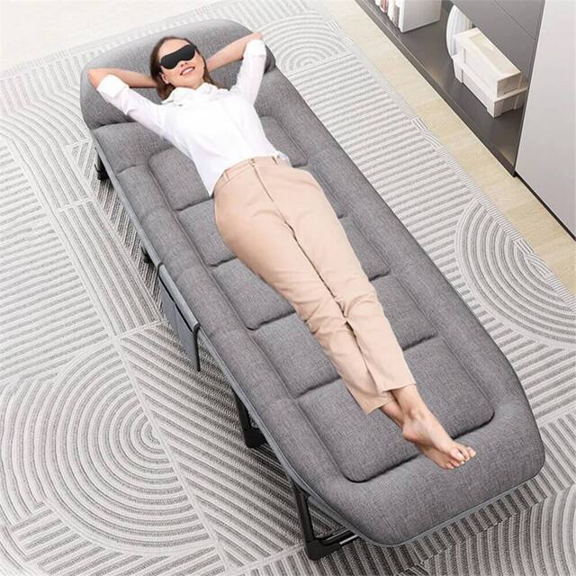 Nordara 180x66x30cm Heavy Duty Foldable Single Guest Bed with Mattress in Grey - Size: 180 x 66 x 30 cm - image 1