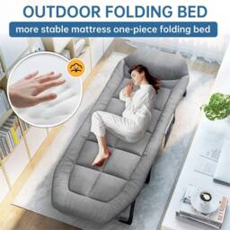 Nordara 180x66x30cm Heavy Duty Foldable Single Guest Bed with Mattress in Grey - Size: 180 x 66 x 30 cm - thumbnail 5
