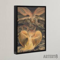 "Artery8 Great Red Dragon & Sun Clothed Woman Blake Framed Canvas Wall Art - Size: W12"" x H16""" - thumbnail 2