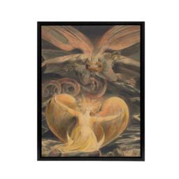 "Artery8 Great Red Dragon & Sun Clothed Woman Blake Framed Canvas Wall Art - Size: W12"" x H16""" - thumbnail 1
