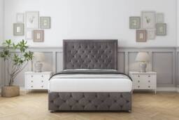 "Sloomy Vienna Naples Divan Base 4 Drawers - 54"" Headboard & 12"" Footboard in Grey - Size: Small Double" - thumbnail 2